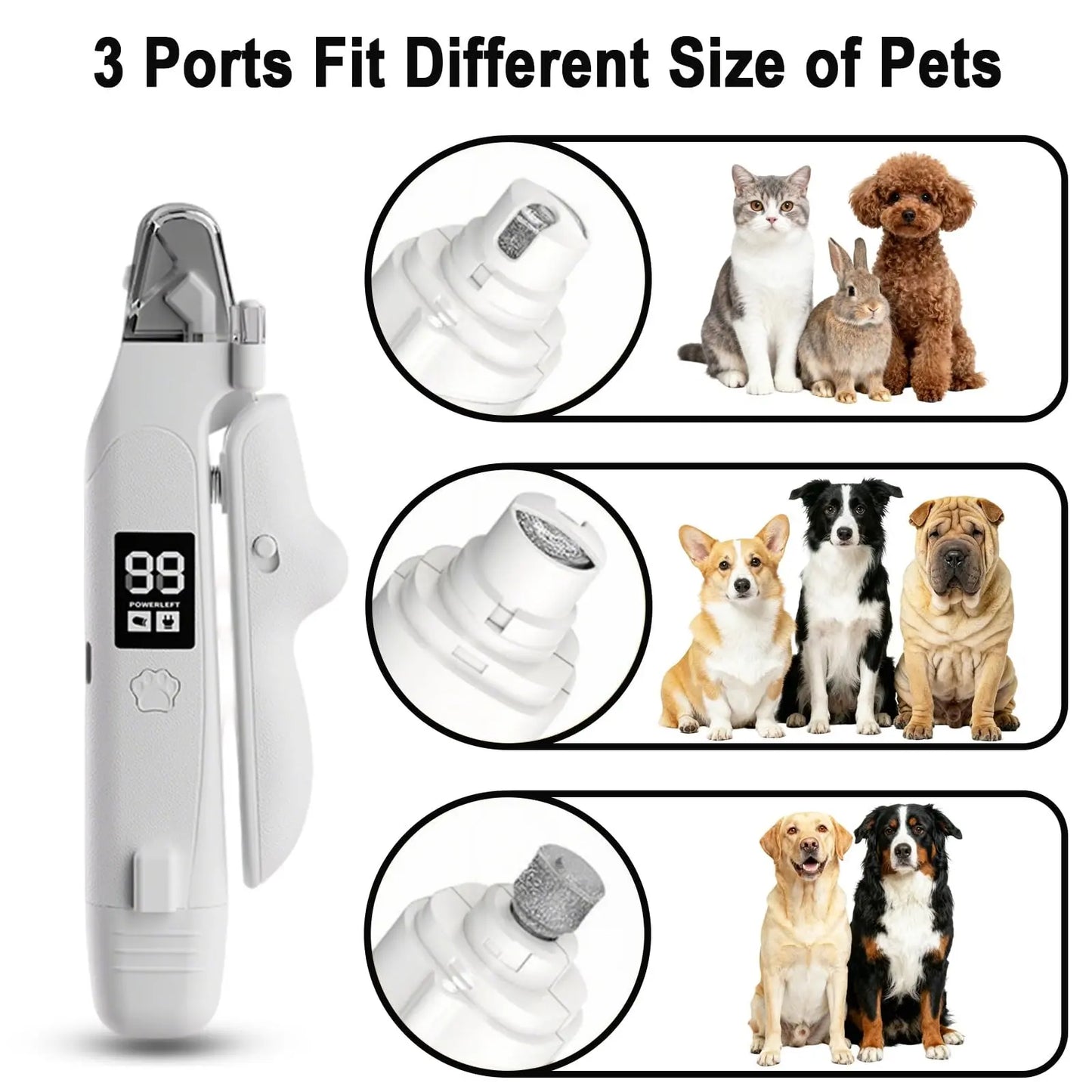 Ultimate 2-In-1 LED Nail Clippers & Grinder for Dogs and Cats - Quiet, USB-C Rechargeable Pet Grooming Tool for Safe and Easy Nail Care
